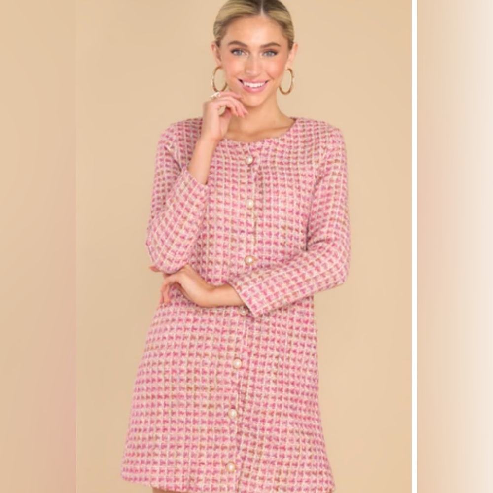 Pink Tweed Dress. NWOT